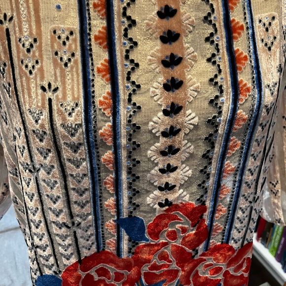 Anthropologie Moulinette Soeurs Velvet Art Deco silk blend top - Picture 3 of 5